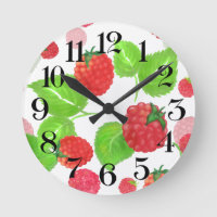 Reloj de frambuesas a la acuarela
