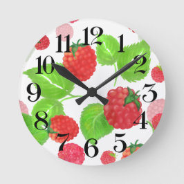 Redondo Mediano Reloj de frambuesas a la acuarela