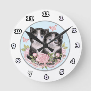 Redondo Mediano Reloj de gatitos demasiado lindos