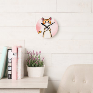 Redondo Mediano Reloj de gato