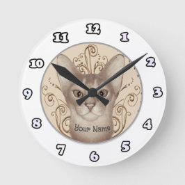 Redondo Mediano Reloj de gato abisinio