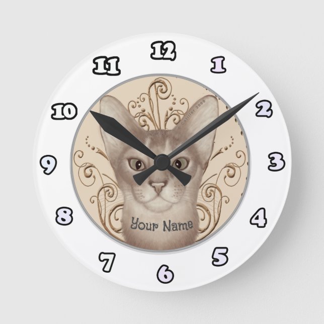 Redondo Mediano Reloj de gato abisinio (Anverso)