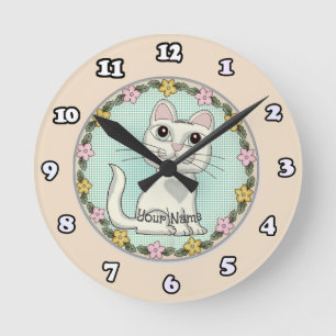 Redondo Mediano Reloj de gato de ojos grandes