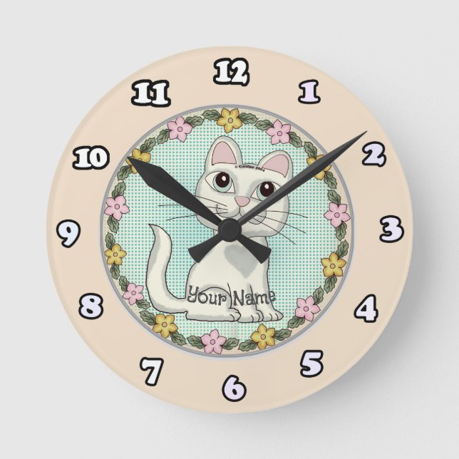 Redondo Mediano Reloj de gato de ojos grandes (Anverso)