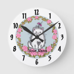 Redondo Mediano Reloj de gato gatito bebé