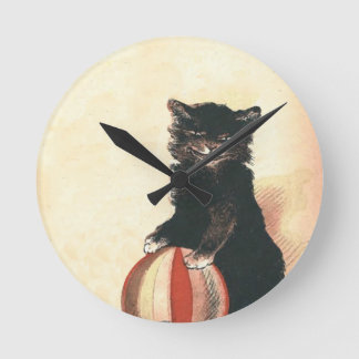 Redondo Mediano Reloj de gato negro