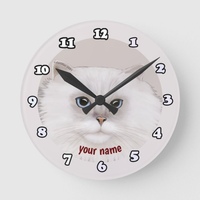 Redondo Mediano Reloj de gato persa Rondo (Anverso)