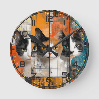 Redondo Mediano Reloj de gato retro, reloj de gato, retro