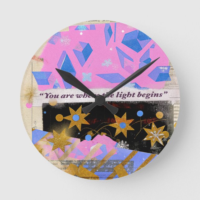 Redondo Mediano Reloj de gemas Light Begins – Diseño rosa radiante (Anverso)