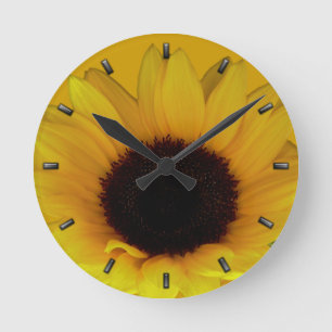 Redondo Mediano Reloj de girasol Reloj de flores amarillas Reloj d