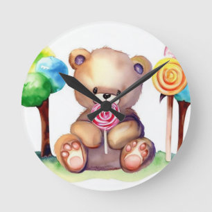 Redondo Mediano Reloj de guardería de oso cúbito