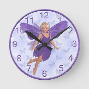 Redondo Mediano Reloj de hadas de mariposa