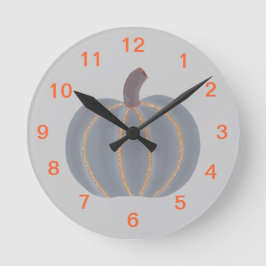 Redondo Mediano Reloj de Halloween con el Naranja de calabaza gris