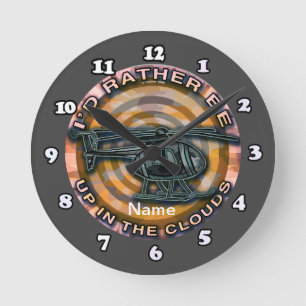Redondo Mediano Reloj de helicóptero de camuflaje de nubes