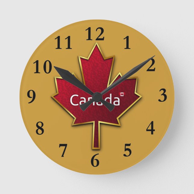 Redondo Mediano Reloj de hoja de arce de Canadá (Anverso)