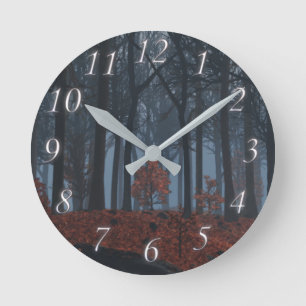 Redondo Mediano Reloj de hojas de invierno