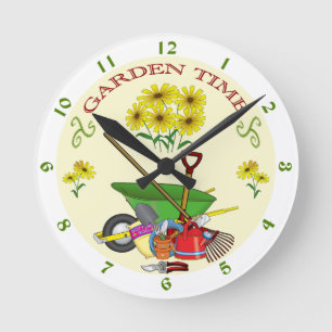 Redondo Mediano Reloj de horarios del jardín del jardinero