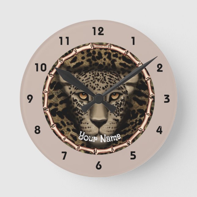 Redondo Mediano Reloj de huesos de leopardo (Anverso)