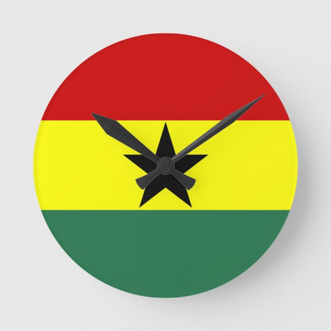 Redondo Mediano reloj de la bandera de país de Ghana (Anverso)