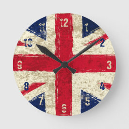 Redondo Mediano Reloj de la bandera inglesa - Kook Art - Wall Cloc