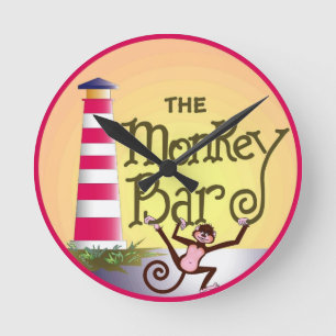 Redondo Mediano Reloj de la barra de mono