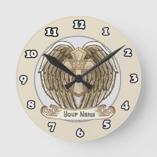 Redondo Mediano Reloj de la cruz de la corona cristiana