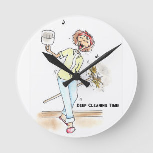 Redondo Mediano Reloj de la dama de limpieza