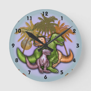 Redondo Mediano Reloj de la familia de dinosaurios