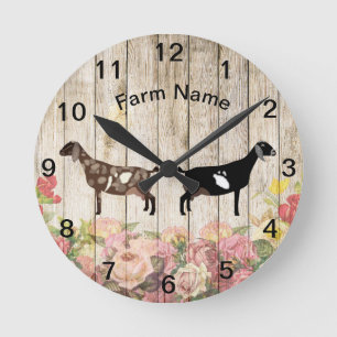 Redondo Mediano Reloj de la granja lechera nubia personalizada
