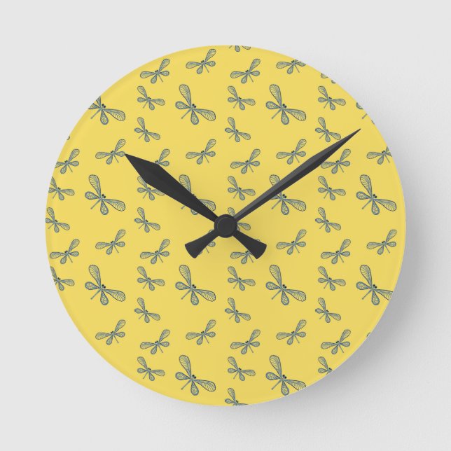 Redondo Mediano Reloj de la libélula amarilla (Anverso)