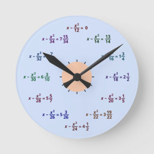 Redondo Mediano Reloj de la matemáticas (AM-PM)