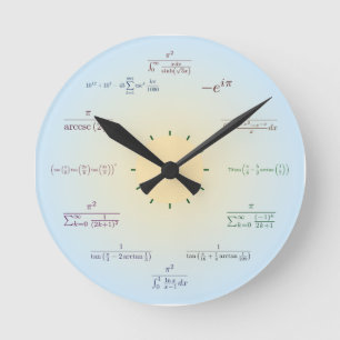Redondo Mediano Reloj de la matemáticas (azul claro)