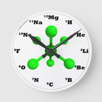 Redondo Mediano Reloj de la molécula - verde