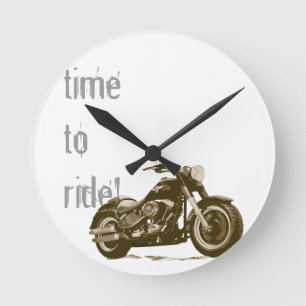 Redondo Mediano Reloj de la motocicleta - hora de montar