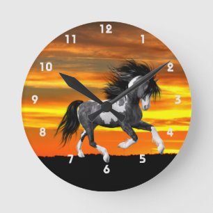 Redondo Mediano Reloj de la pared de la bocina de la pintura silve