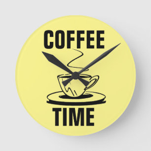 REDONDO MEDIANO RELOJ DE LA PARED DE RETRO DE TIEMPO DE CAFÉ