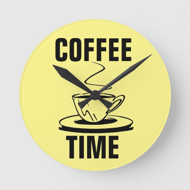 REDONDO MEDIANO RELOJ DE LA PARED DE RETRO DE TIEMPO DE CAFÉ (Anverso)