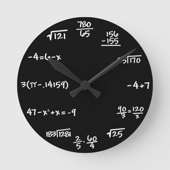 Redondo Mediano Reloj de la pizarra de las matemáticas - (Anverso)