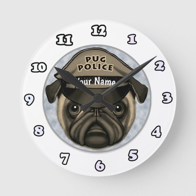 Redondo Mediano Reloj de la policía Pug (Anverso)