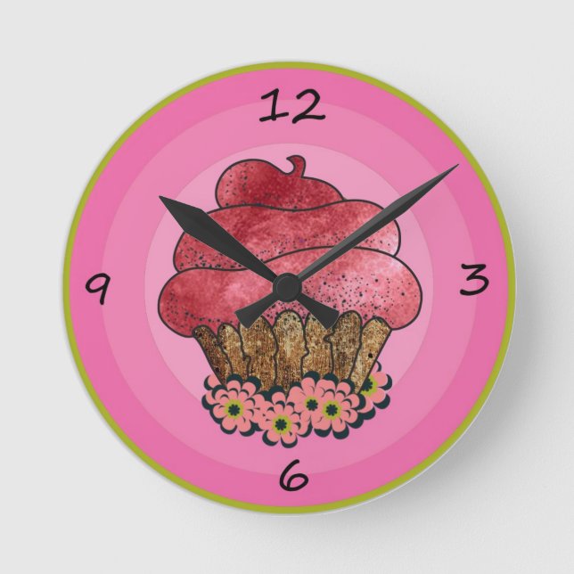 Redondo Mediano Reloj de la torta de la taza (Anverso)