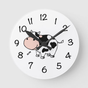 Redondo Mediano Reloj de la vaca del MOO