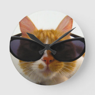 Redondo Mediano Reloj de las gafas de sol del gato que lleva