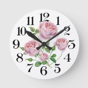 Redondo Mediano Reloj de las rosas a la acuarela