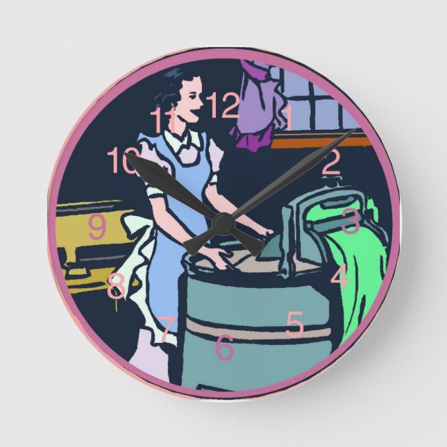 Redondo Mediano Reloj de lavandería (Anverso)