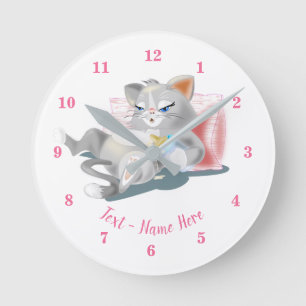 Redondo Mediano Reloj de leche para beber gato bebé - Pintura dive