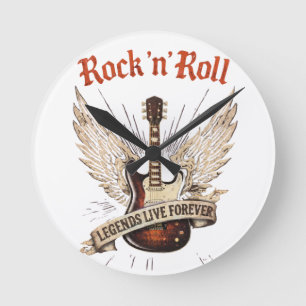 Redondo Mediano Reloj de leyendas de guitarra de rock n roll que v