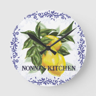 Redondo Mediano Reloj de limón con frontera francesa de toile eleg