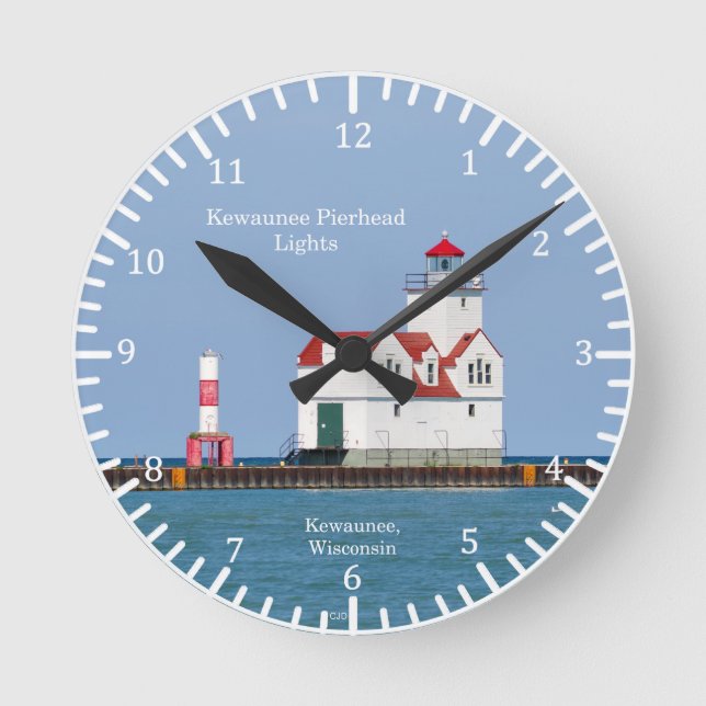 Redondo Mediano Reloj de luces de Kewaunee Pierhead (Anverso)