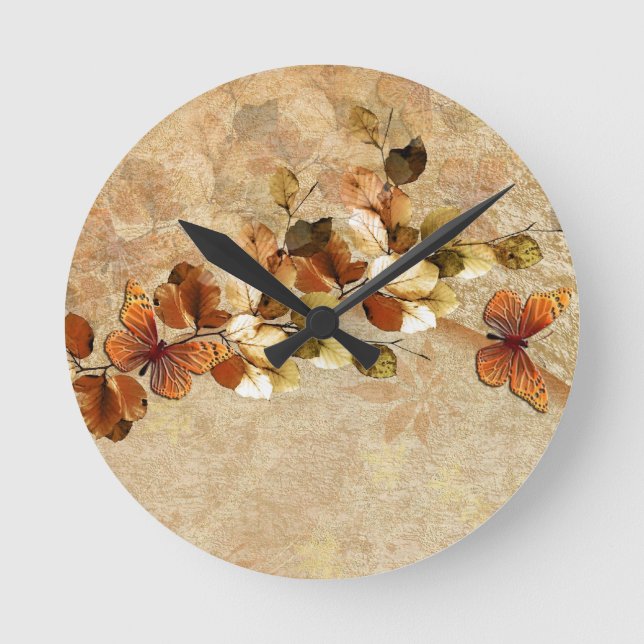 Redondo Mediano Reloj de lujo de la hoja del otoño del vintage (Anverso)
