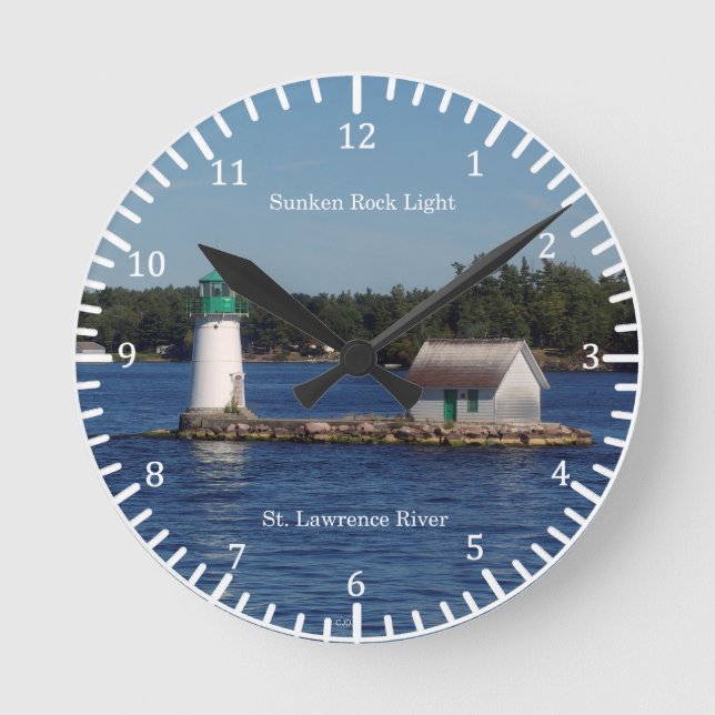 Redondo Mediano Reloj de luz de rock en blanco (Anverso)